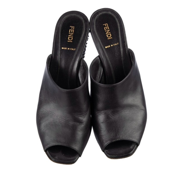 Black Rockstud Accents Leather Mules - Picture 3 of 6